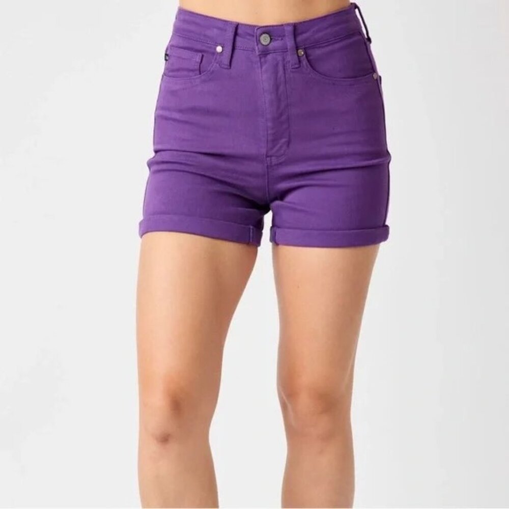 Judy Blue Purple High Waist Tummy Control Shorts Size Small 150268 NWT